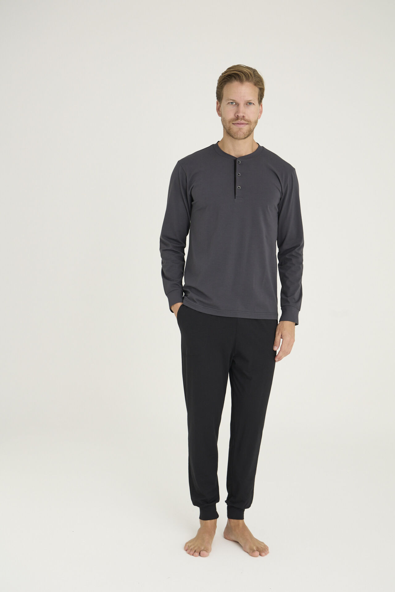 KLY 9136 Battal Midi Yaka Pijama Takımı