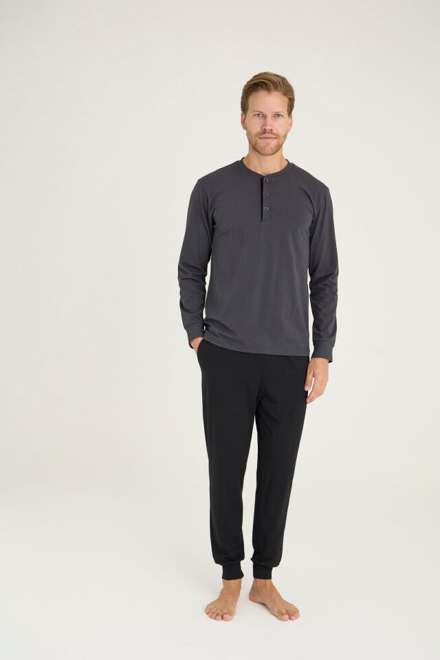 KLY 9136 Battal Midi Yaka Pijama Takımı