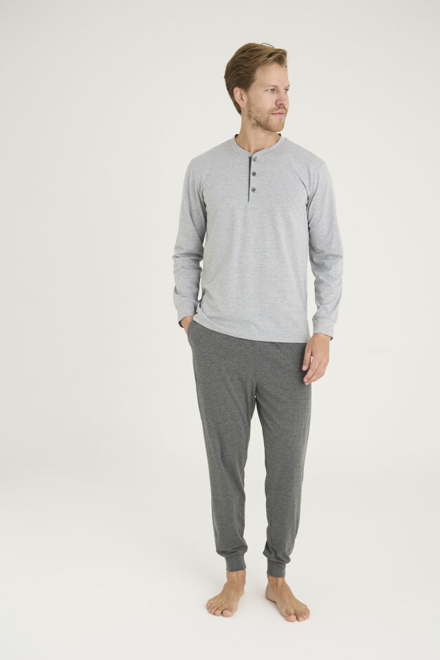 KLY 9136 Battal Midi Yaka Pijama Takımı
