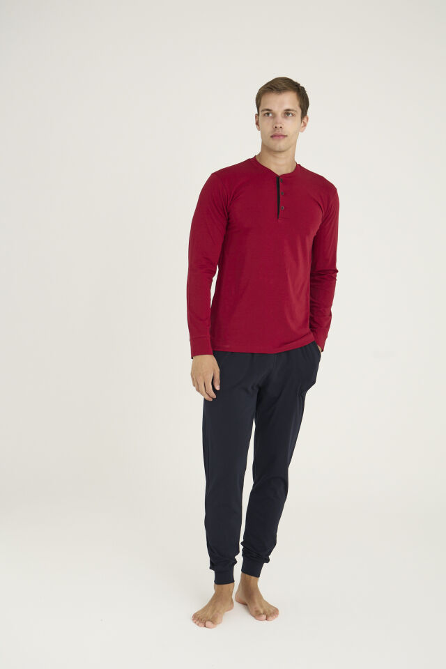 KLY 9136 Battal Midi Yaka Pijama Takımı
