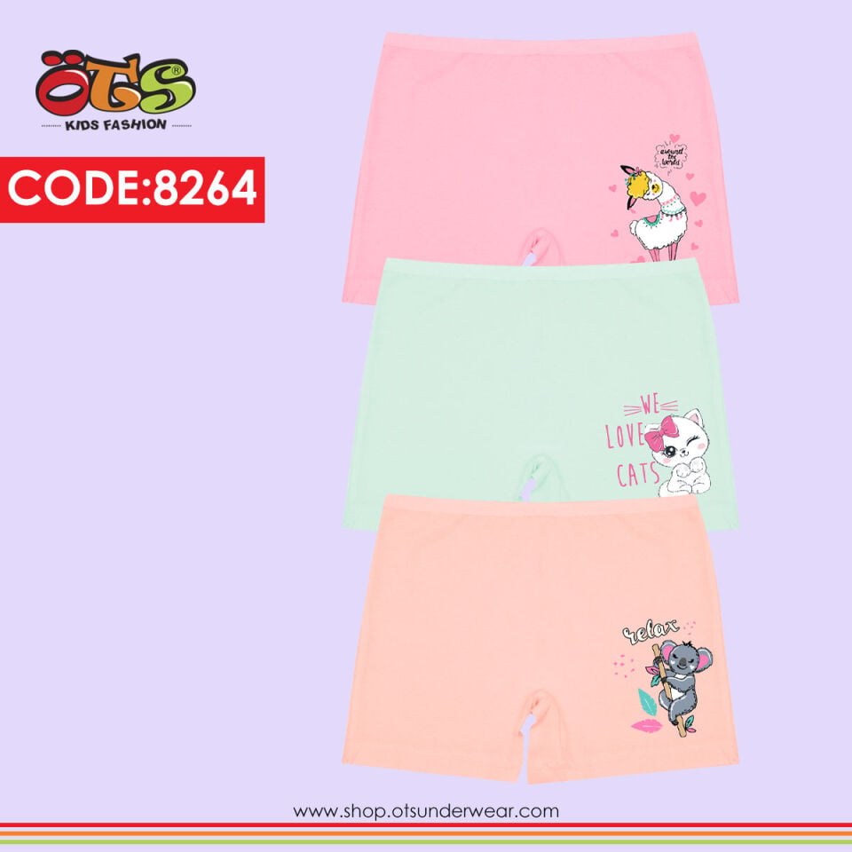 ÖTS 8264 Kız Çocuk Baskılı Boxer