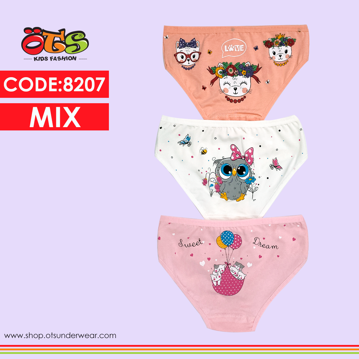 ÖTS 8207 Kız Çocuk Slip Külot