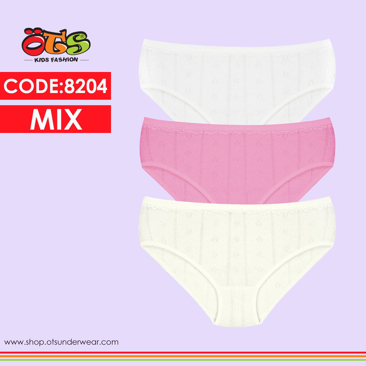 ÖTS 8204 Kız Çocuk Slip Külot