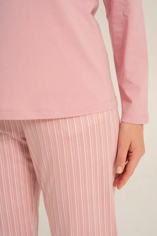 Pierre Cardin PC9294 Kadın Çizgili Uzun Kollu Pijama Takımı