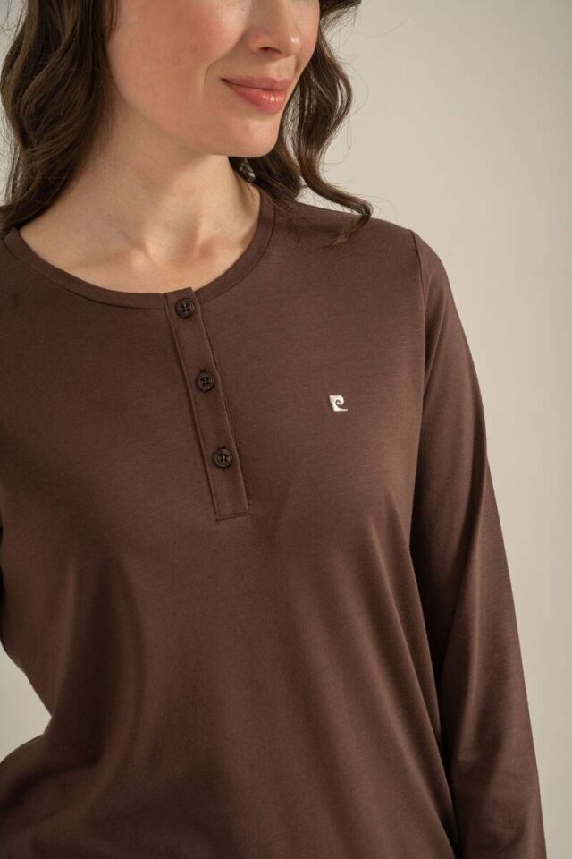 Pierre Cardin PC9275 Kadın Uzun Kol Nakışlı Pijama Takımı