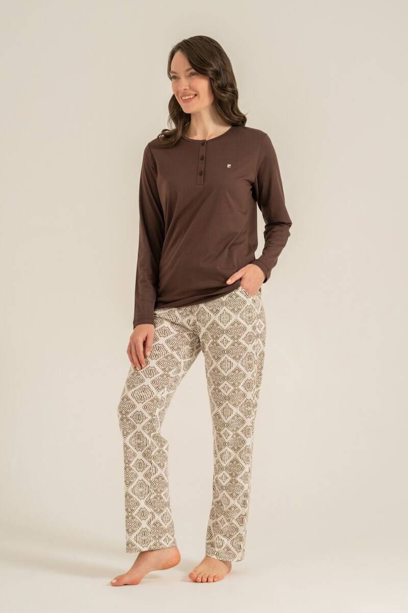 Pierre Cardin PC9275 Kadın Uzun Kol Nakışlı Pijama Takımı