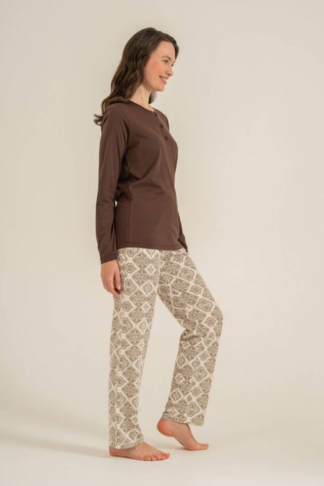 Pierre Cardin PC9275 Kadın Uzun Kol Nakışlı Pijama Takımı