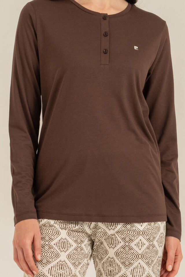 Pierre Cardin PC9275 Kadın Uzun Kol Nakışlı Pijama Takımı
