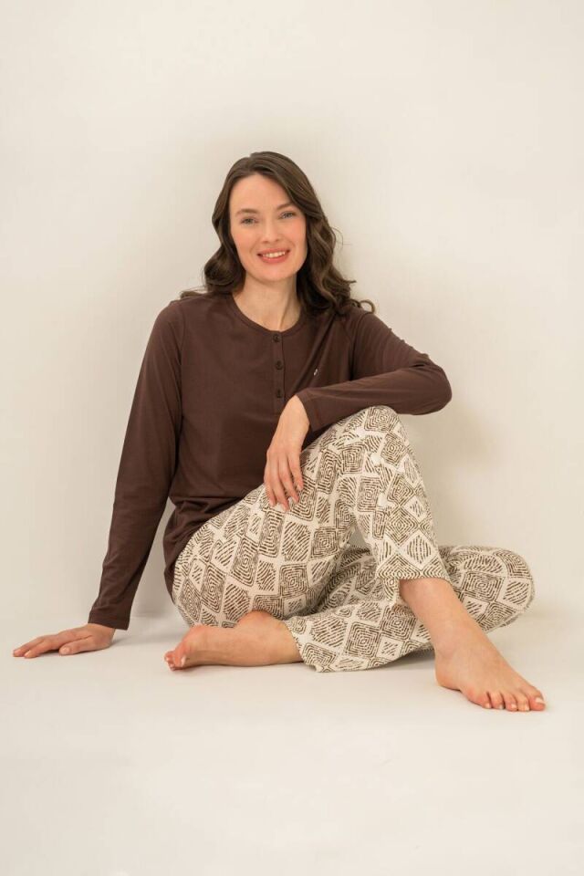 Pierre Cardin PC9275 Kadın Uzun Kol Nakışlı Pijama Takımı