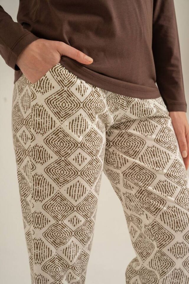 Pierre Cardin PC9275 Kadın Uzun Kol Nakışlı Pijama Takımı