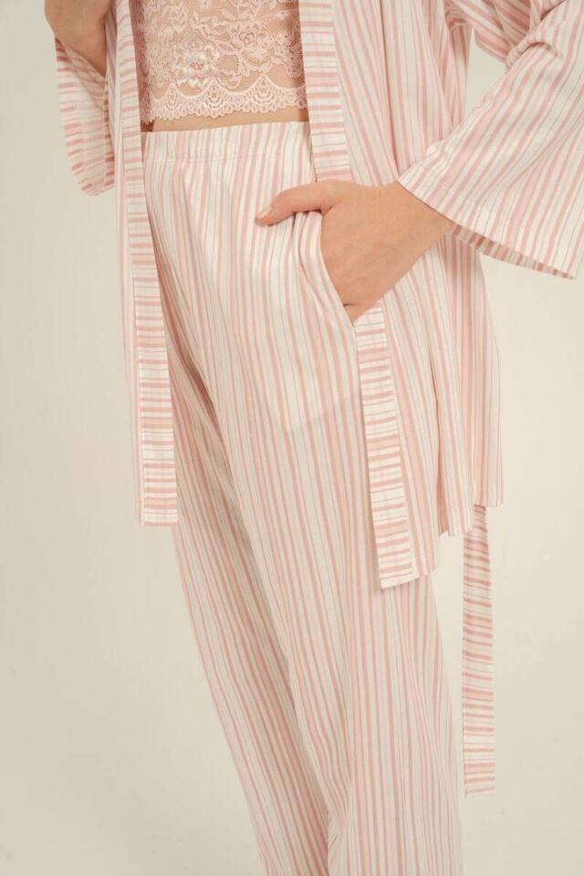 Pierre Cardin AR3756 Kadın Pembe Braletli 3'lü Pijama Takımı