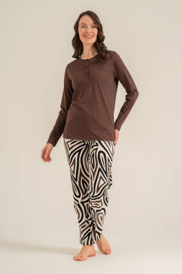 Pierre Cardin PC9281 Kadın Uzun Kollu Pamuk Modal Pijama Takımı