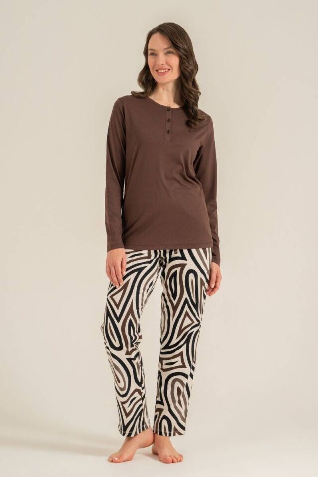 Pierre Cardin PC9281 Kadın Uzun Kollu Pamuk Modal Pijama Takımı