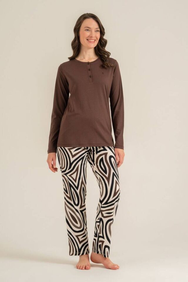 Pierre Cardin PC9281 Kadın Uzun Kollu Pamuk Modal Pijama Takımı