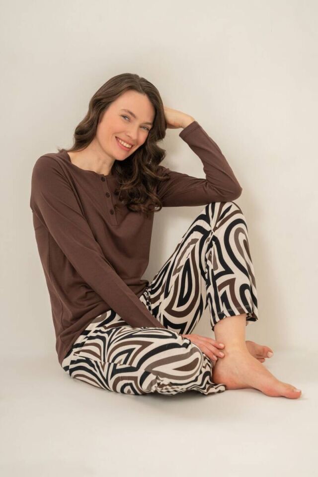 Pierre Cardin PC9281 Kadın Uzun Kollu Pamuk Modal Pijama Takımı