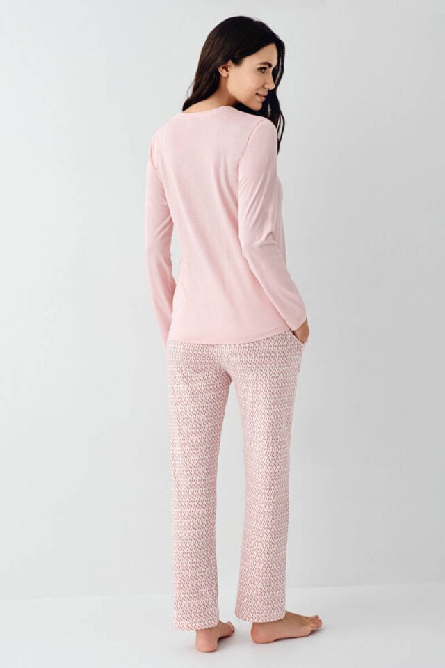 Pierre Cardin PC9080 Kadın Modal Pamuk Düğmeli Uzun Kollu Pijama Takımı