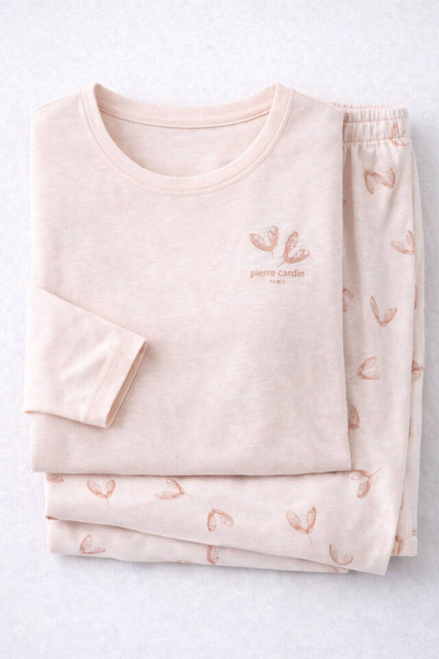 Pierre Cardin PC9061 Kadın Kalp Desenli Uzun Kollu Pijama Takımı