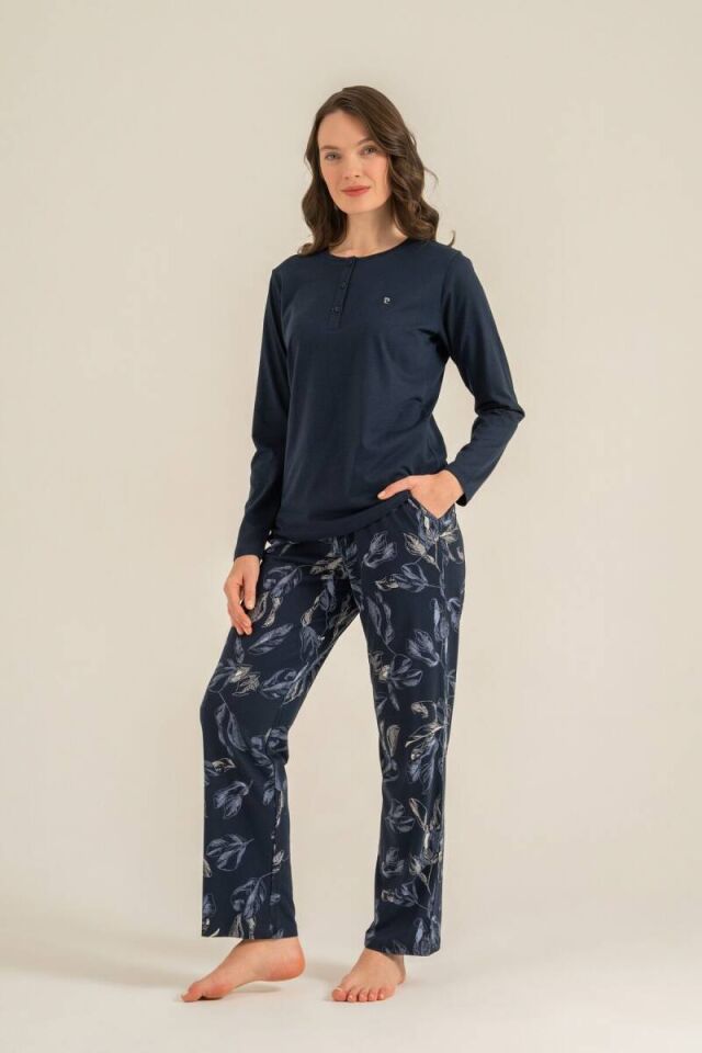 Pierre Cardin PC9258 Kadın Uzun Kollu Penye Pijama Takımı