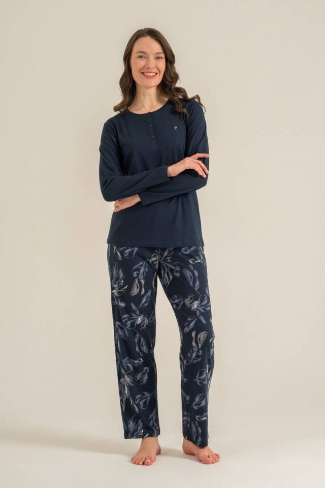 Pierre Cardin PC9258 Kadın Uzun Kollu Penye Pijama Takımı