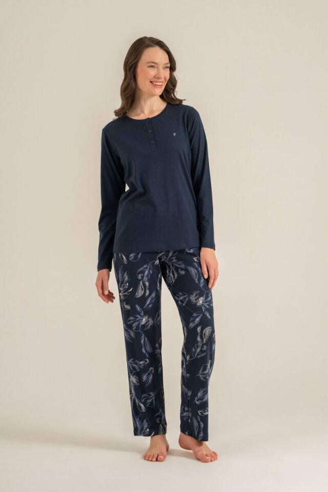 Pierre Cardin PC9258 Kadın Uzun Kollu Penye Pijama Takımı