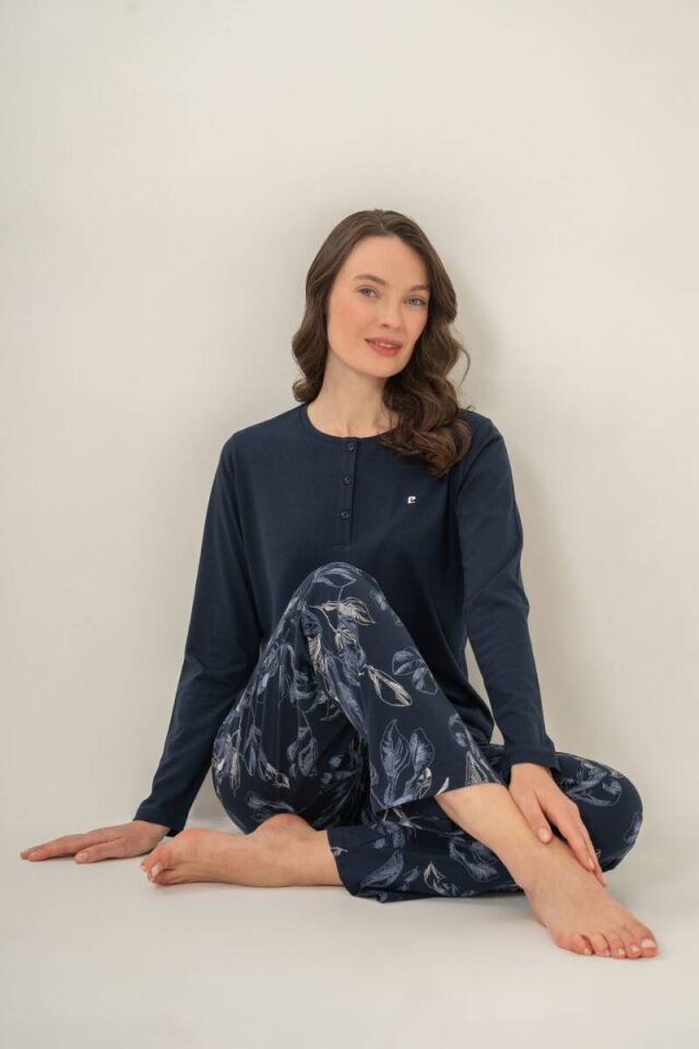 Pierre Cardin PC9258 Kadın Uzun Kollu Penye Pijama Takımı