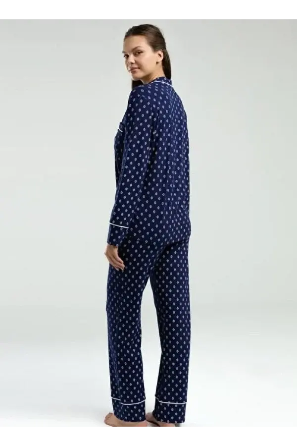 Pierre Cardin PC8950 Kadın Viskon Gömlek Yaka Pijama Takımı