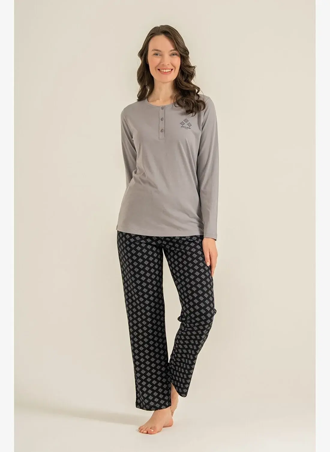 Pierre Cardin PC9289 Kadın Çift Cepli Uzun Kollu Pamuk Modal Pijama Takımı