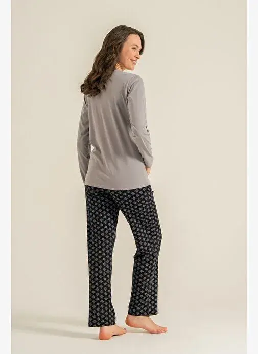 Pierre Cardin PC9289 Kadın Çift Cepli Uzun Kollu Pamuk Modal Pijama Takımı