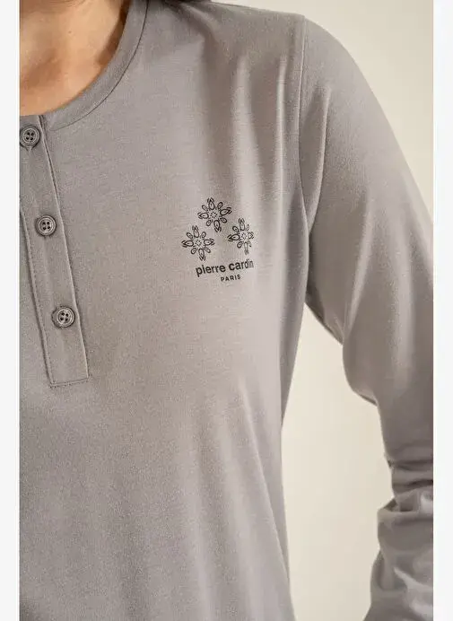Pierre Cardin PC9289 Kadın Çift Cepli Uzun Kollu Pamuk Modal Pijama Takımı