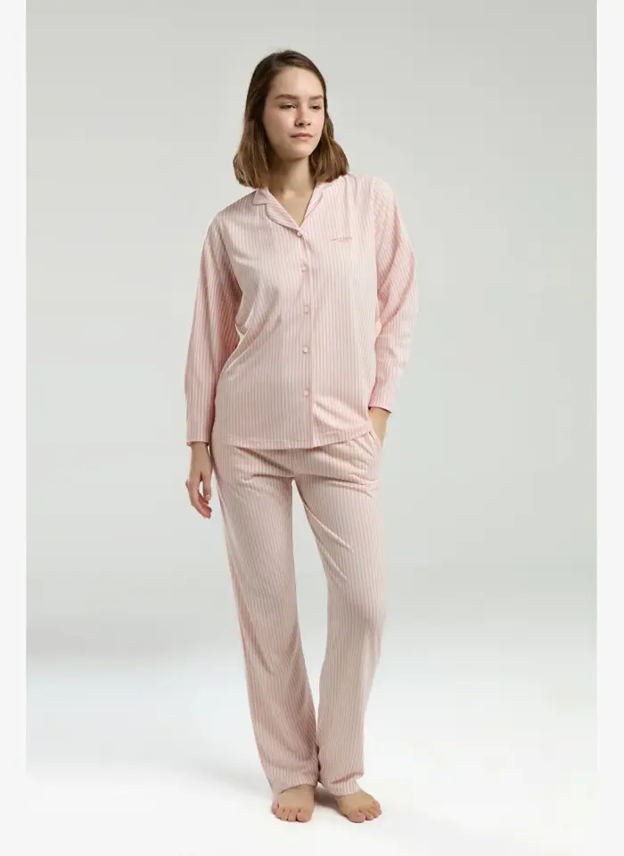 Pierre Cardin 9020 Kadın Uzun Kollu Gömlek Pijama Takımı