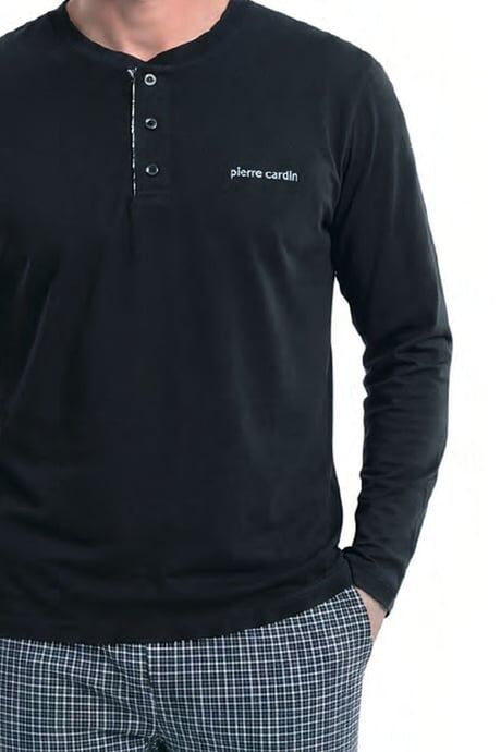 Pierre Cardin 6146 Erkek Uzun Kollu Yakası Düğmeli Penye Pijama Takımı