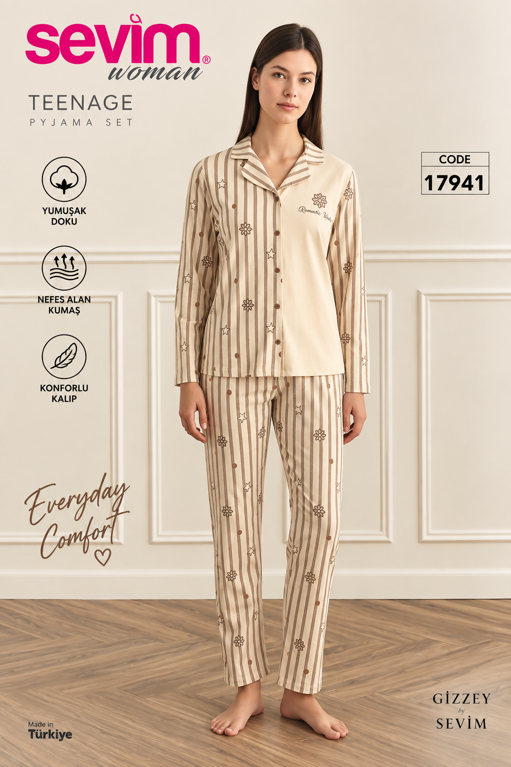 Sevim Woman 17941 Kadın Uzun Kollu Pijama Takımı