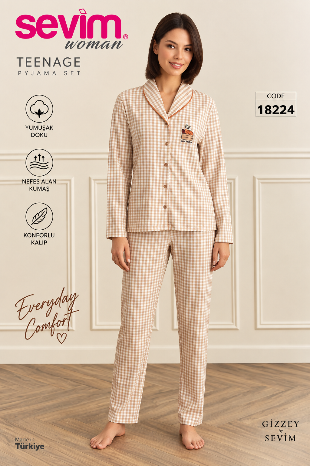 Sevim Woman 18224 Kadın Uzun Kollu Pijama Takımı