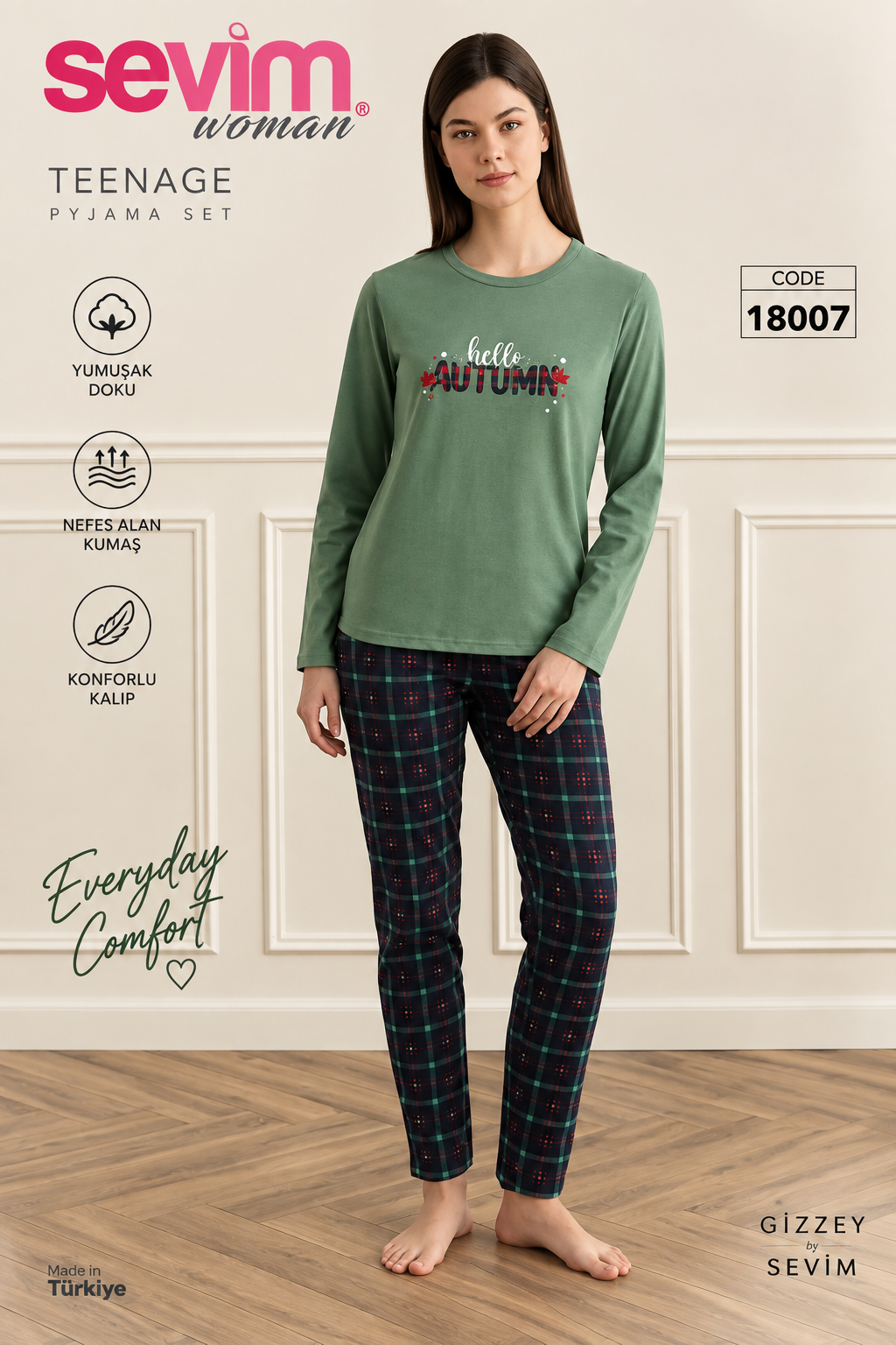 Sevim Woman 18007 Kadın Uzun Kollu Pijama Takımı