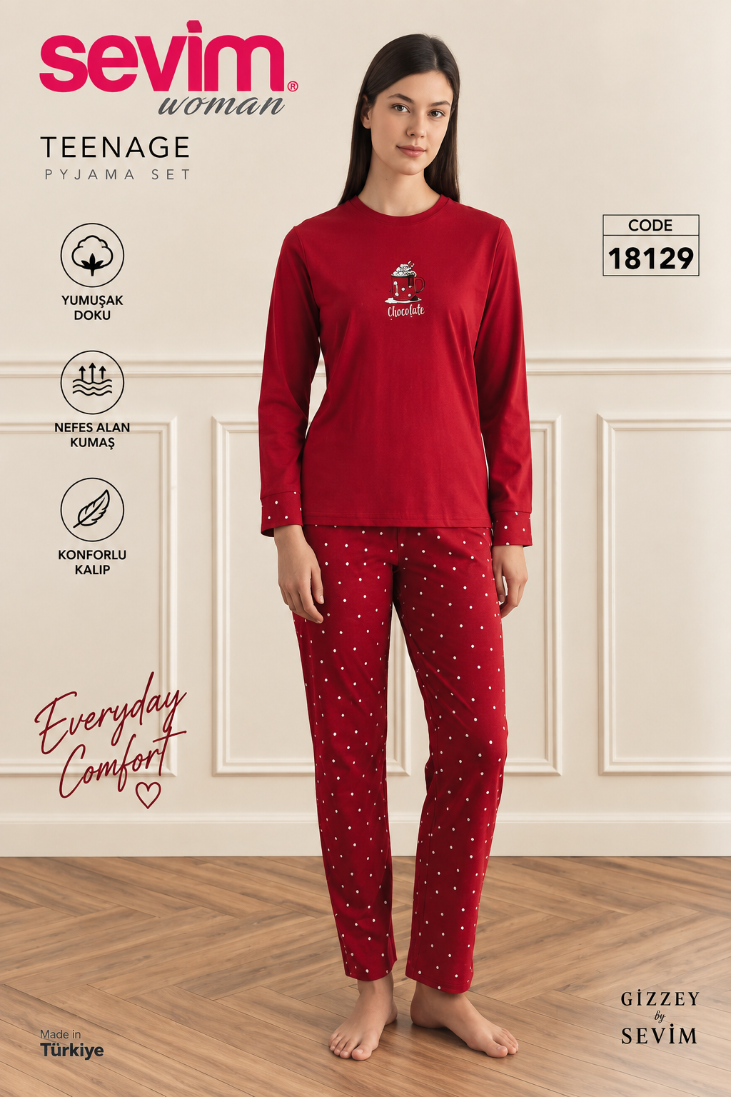 Sevim Woman 18129 Kadın Uzun Kollu Pijama Takımı