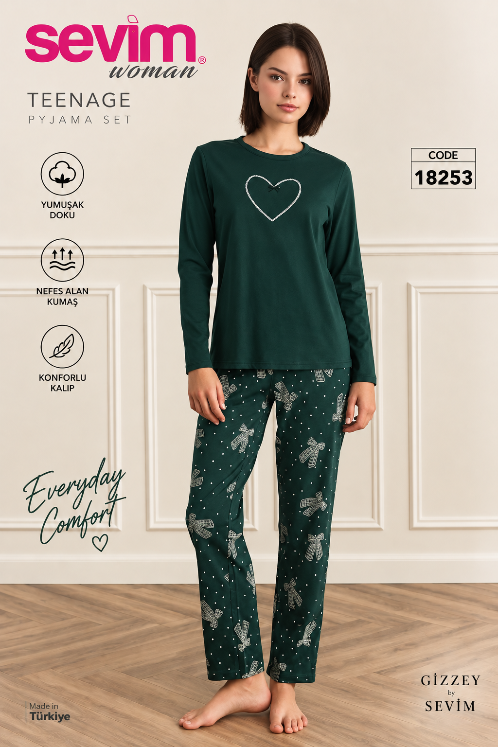 Sevim Woman 18253 Kadın Uzun Kollu Pijama Takımı