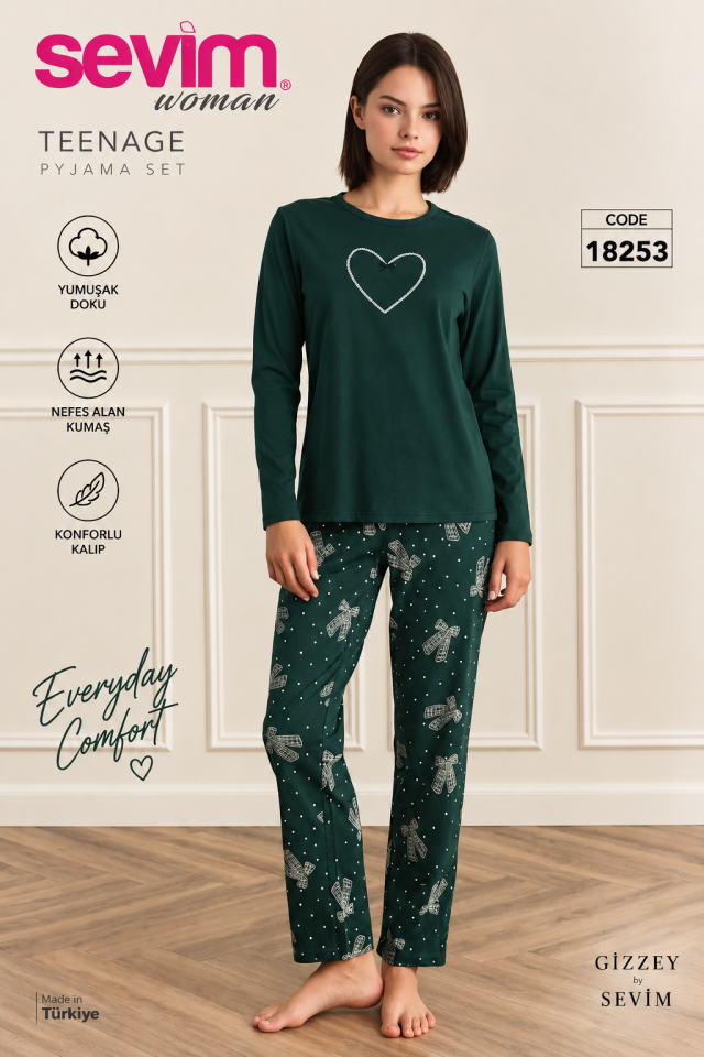 Sevim Woman 18253 Kadın Uzun Kollu Pijama Takımı