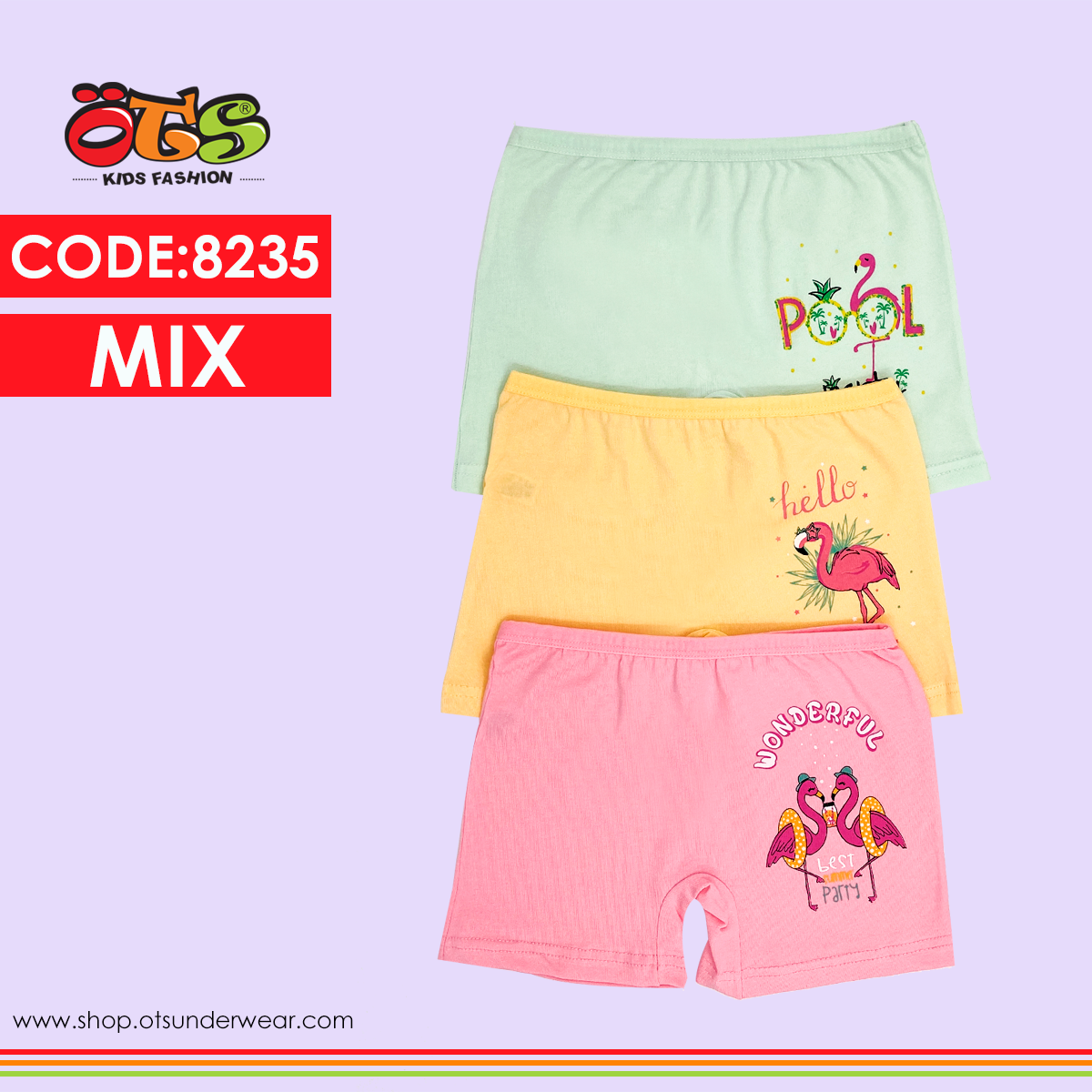 ÖTS 8235 Kız Çocuk Desenli Boxer