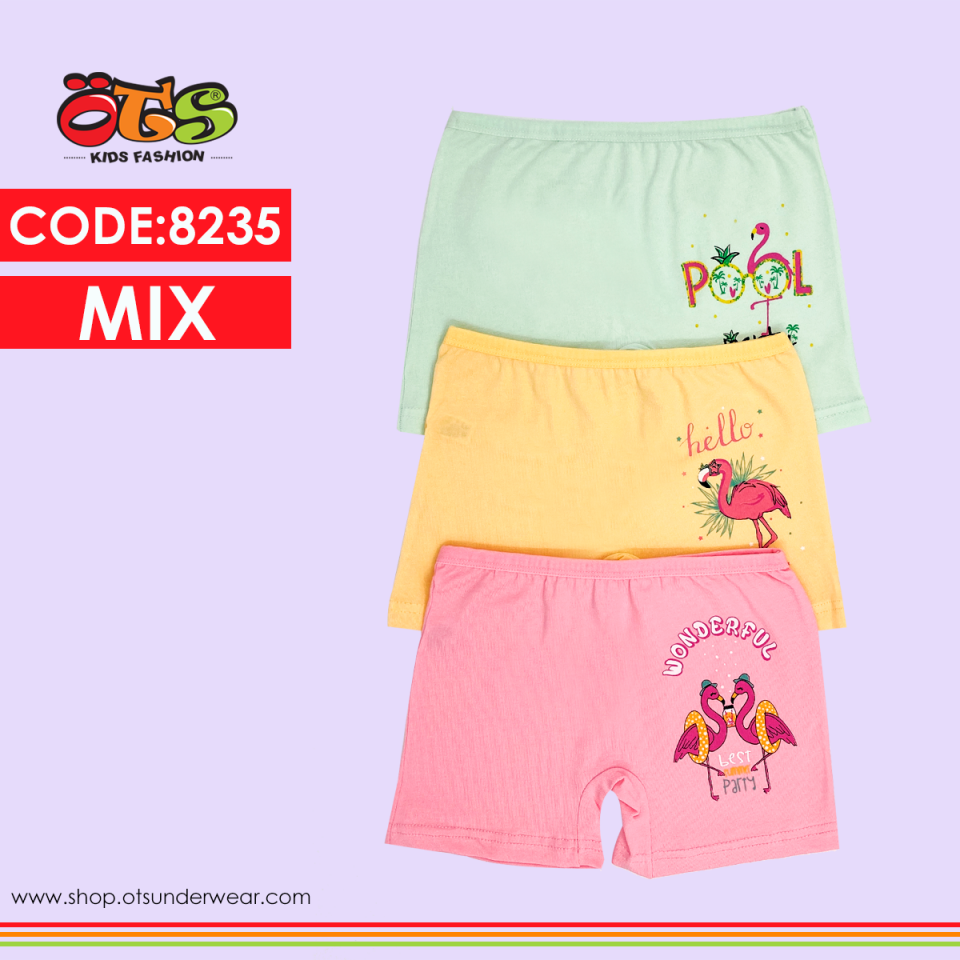 ÖTS 8235 Kız Çocuk Desenli Boxer