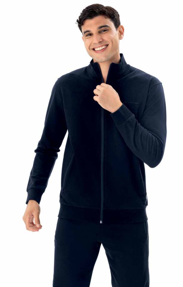 KLY 7210B Battal Beden Fermuarlı Eşofman Takımı