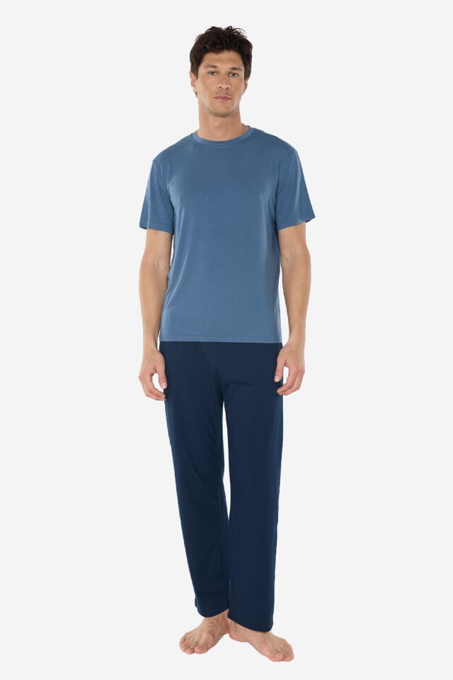 Malabadi Erkek Bisiklet Yaka Micro Modal Extra Yumuşak Yazlık Pijama Takımı 6030