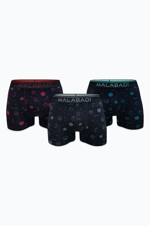 Malabadi Erkek Siyah Desenli Modal Boxer 3M252