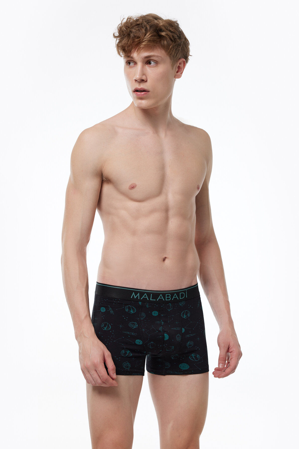 Malabadi Erkek Siyah Desenli Modal Boxer 3M252