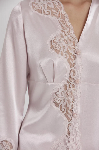 Pierre Cardin Saten Dantelli Pijama Takımı 1160 Pudra resmi