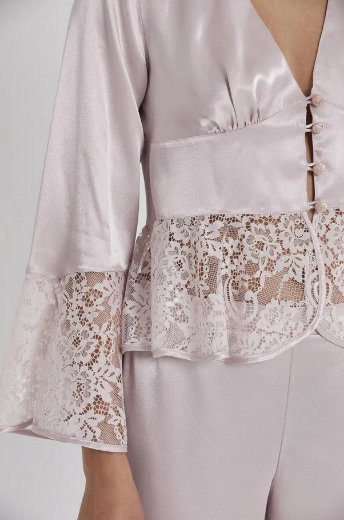 Pierre Cardin Saten Dantelli Pijama Takımı 1100 Pudra resmi