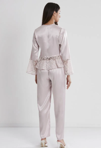Pierre Cardin Saten Dantelli Pijama Takımı 1100 Pudra resmi
