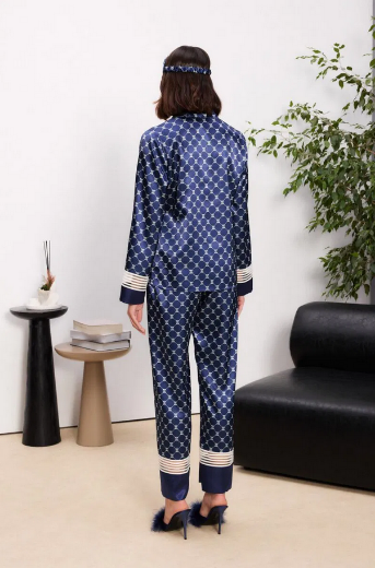 Pierre Cardin Saten Dantelli Pijama Takımı 1320 Mavi resmi