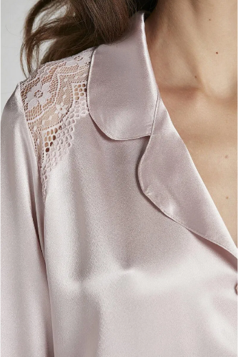 Pierre Cardin Saten Dantelli Pijama Takımı 1438 Pudra resmi