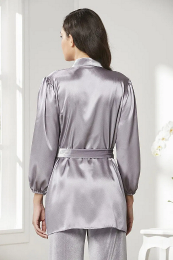 Pierre Cardin Kadife Saten 3'lü Kadın Pijama Takımı 2050 Royal resmi