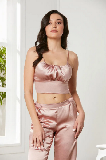 Pierre Cardin Saten 3'lü Pijama Takımı 2075 Brandy resmi